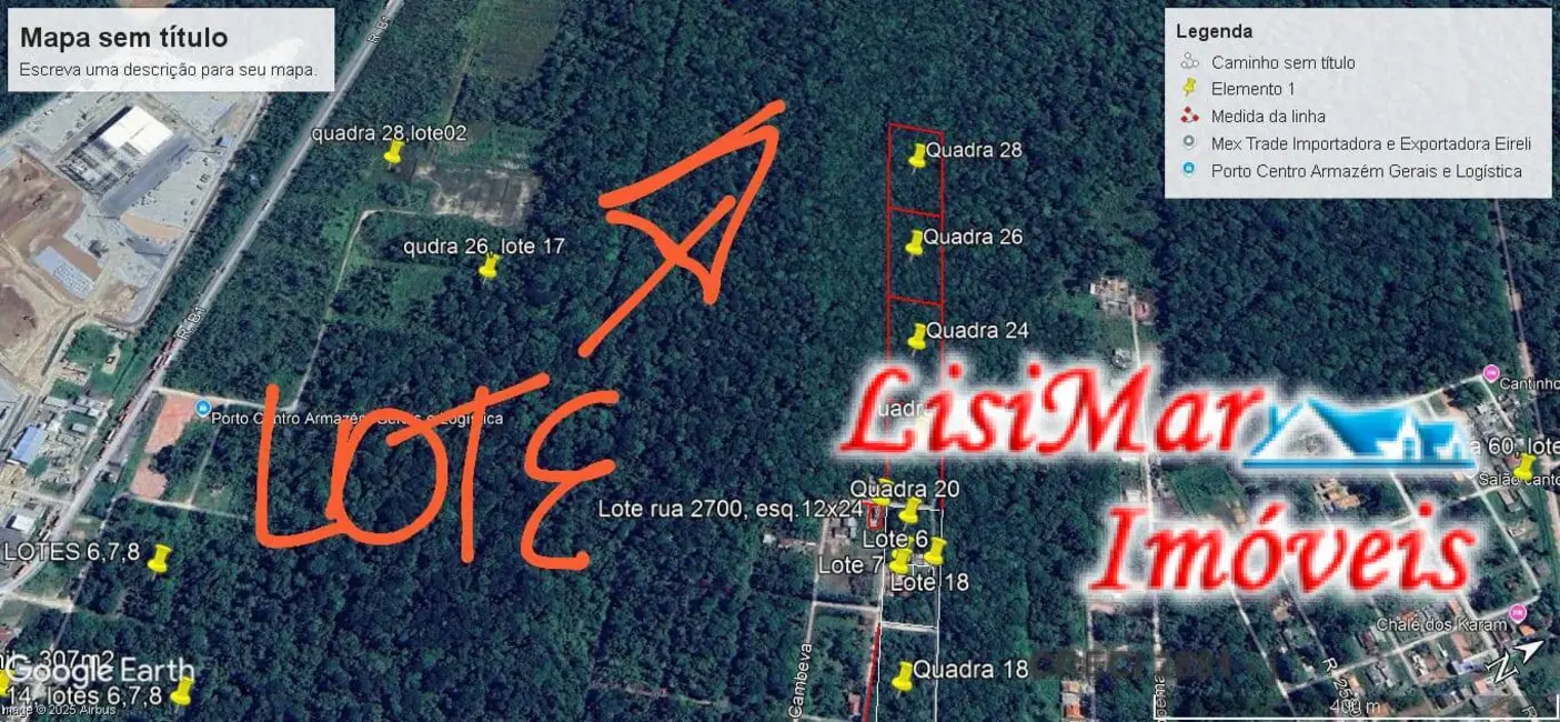 Foto 2 de Terreno / Lote à venda, 288m2 em Itapoa - SC