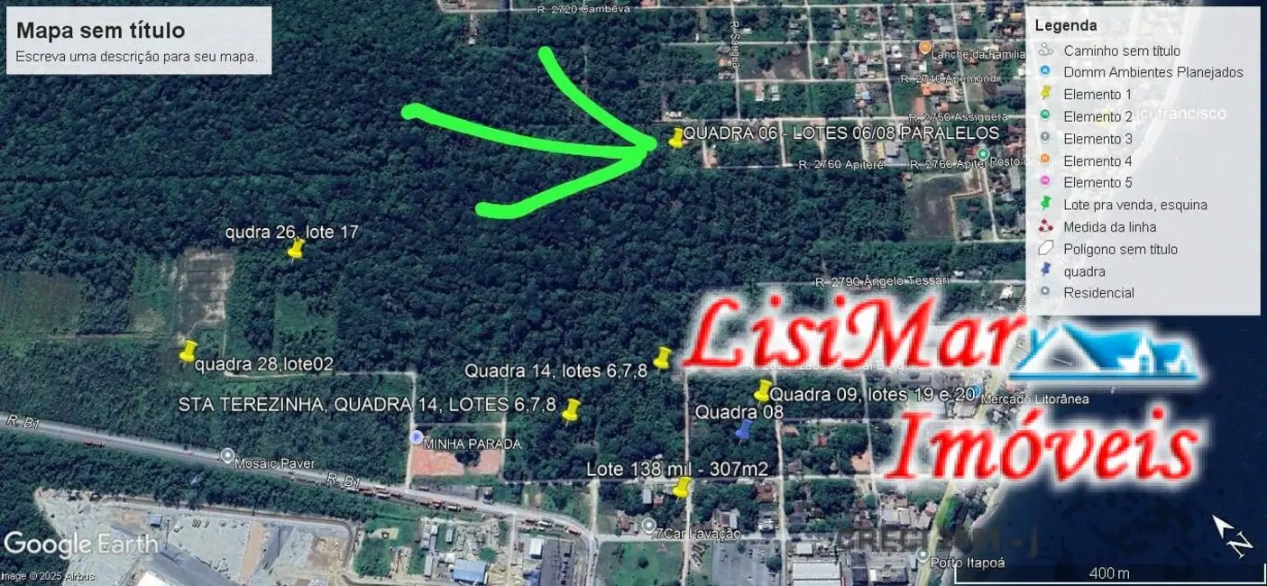 Foto 1 de Terreno / Lote à venda, 428m2 em Itapoa - SC