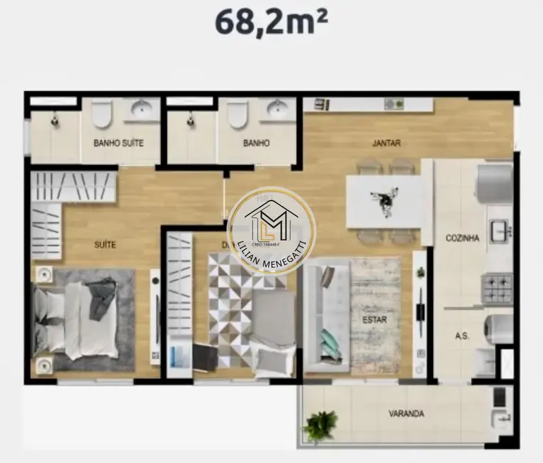 Foto 2 de Apartamento com 2 quartos à venda, 68m2 em Medeiros, Jundiai - SP