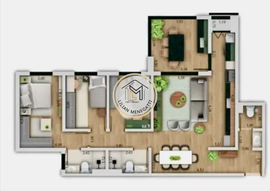 Foto 4 de Apartamento com 3 quartos à venda, 101m2 em Engordadouro, Jundiai - SP