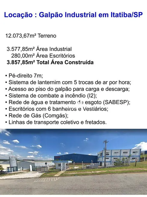 Foto 9 de Armazém / Galpão para alugar, 12073m2 em Distrito Industrial Alfredo Relo, Itatiba - SP
