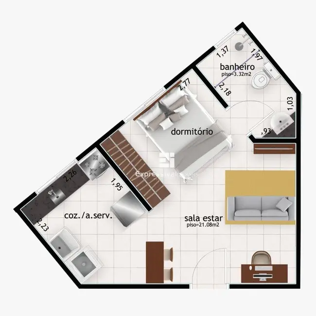 Apartamento com 1 quarto à venda, 28m2 em Jardim Palladino, Itatiba - SP - imagem 7 Foto 7 de Apartamento com 1 quarto à venda, 28m2 em Jardim Palladino, Itatiba - SP