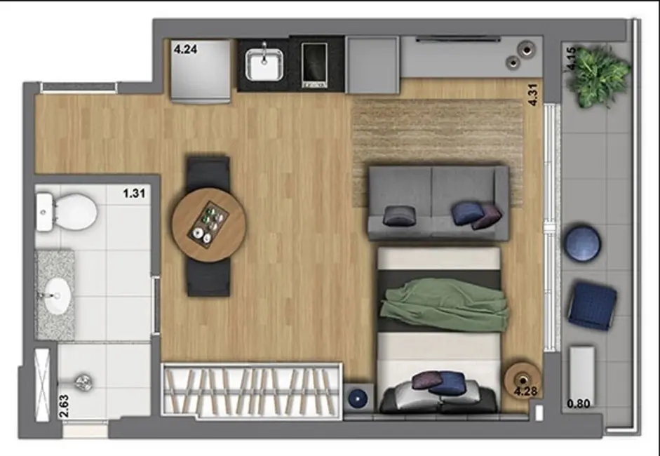 Apartamento à venda, 30m2 em Bela Vista, São Paulo - SP - imagem 7 Foto 7 de Apartamento à venda, 30m2 em Bela Vista, São Paulo - SP