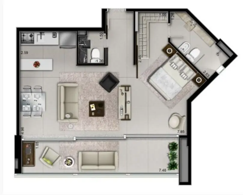 Apartamento com 1 quarto à venda, 66m2 em Vila Olímpia, São Paulo - SP - imagem 7 Foto 7 de Apartamento com 1 quarto à venda, 66m2 em Vila Olímpia, São Paulo - SP