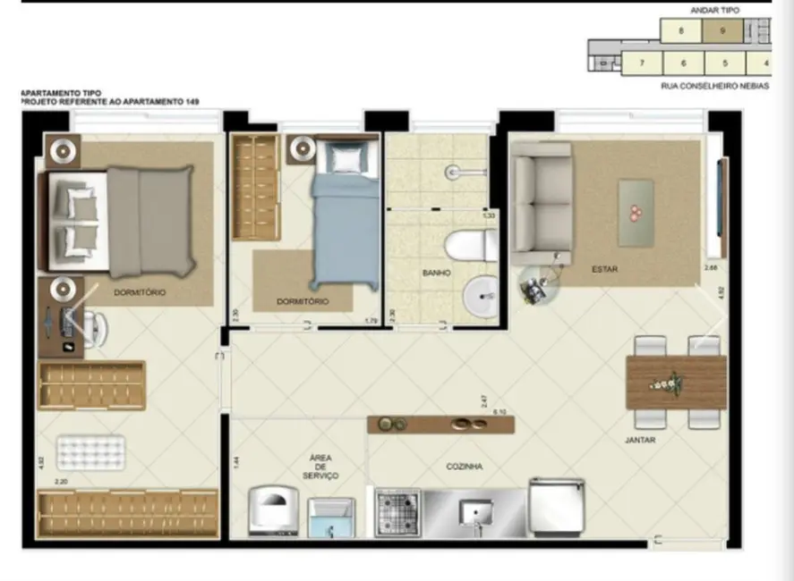 Foto 7 de Apartamento com 2 quartos à venda, 44m2 em República, São Paulo - SP