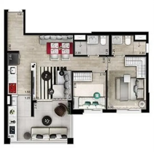 Apartamento com 2 quartos à venda, 57m2 em Pinheiros, São Paulo - SP - imagem 3 Foto 3 de Apartamento com 2 quartos à venda, 57m2 em Pinheiros, São Paulo - SP