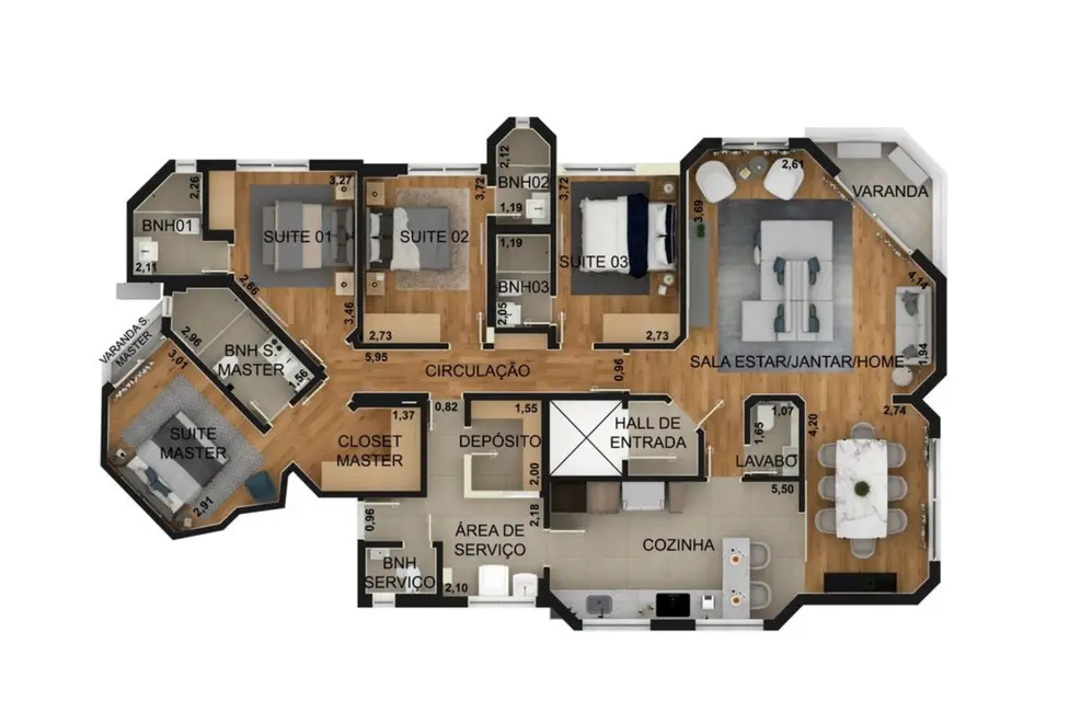 Apartamento com 4 quartos à venda, 155m2 em Moema, São Paulo - SP - imagem 9 Foto 9 de Apartamento com 4 quartos à venda, 155m2 em Moema, São Paulo - SP
