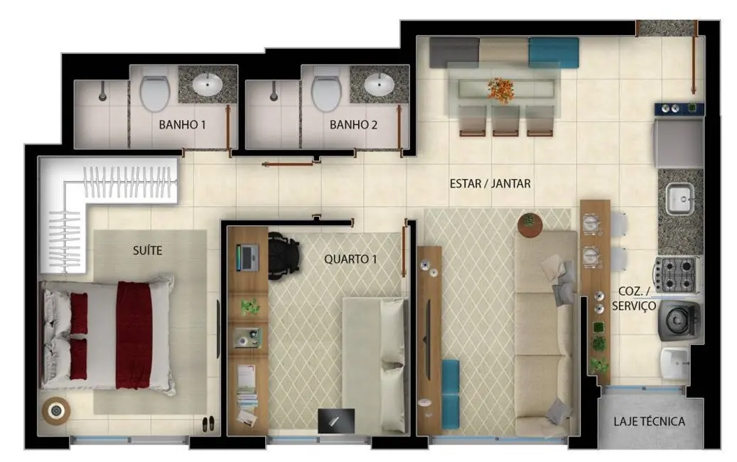 Foto 3 de Apartamento com 3 quartos à venda em Parque Amazônia, Goiania - GO