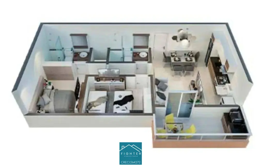 Apartamento com 2 quartos à venda, 57m2 em Boqueirão, Praia Grande - SP - imagem 3 Foto 3 de Apartamento com 2 quartos à venda, 57m2 em Boqueirão, Praia Grande - SP