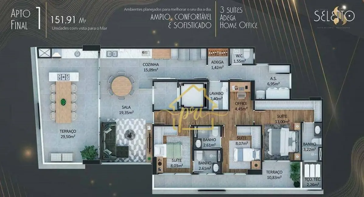 Apartamento com 3 quartos à venda, 145m2 em Canto do Forte, Praia Grande - SP - imagem 5 Foto 5 de Apartamento com 3 quartos à venda, 145m2 em Canto do Forte, Praia Grande - SP