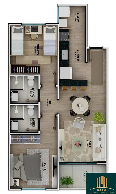 Apartamento com 2 quartos à venda, 61m2 em Jardim Belvedere, Volta Redonda - RJ - imagem 7 Foto 7 de Apartamento com 2 quartos à venda, 61m2 em Jardim Belvedere, Volta Redonda - RJ