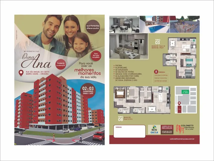Foto 2 de Apartamento com 2 quartos à venda, 93m2 em Ceará, Criciuma - SC