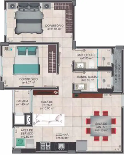 Foto 9 de Apartamento com 2 quartos à venda, 93m2 em Ceará, Criciuma - SC