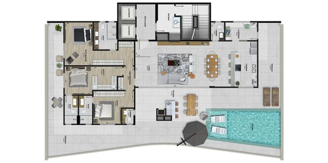 Apartamento com 3 quartos à venda, 254m2 em Lote Seis, Criciuma - SC - imagem 6 Foto 6 de Apartamento com 3 quartos à venda, 254m2 em Lote Seis, Criciuma - SC