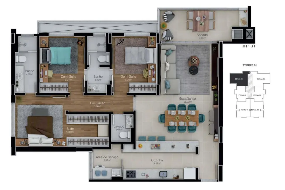 Foto 9 de Apartamento com 3 quartos à venda, 125m2 em Agronômica, Florianopolis - SC