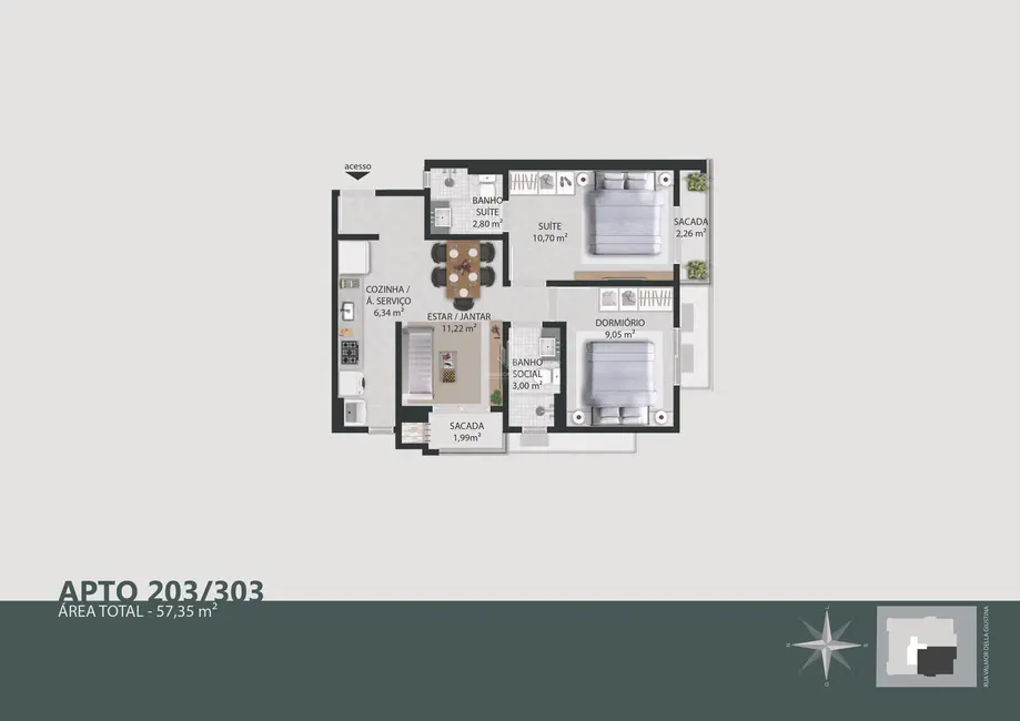 Apartamento com 2 quartos à venda, 57m2 em Ingleses do Rio Vermelho, Florianopolis - SC - imagem 3 Foto 3 de Apartamento com 2 quartos à venda, 57m2 em Ingleses do Rio Vermelho, Florianopolis - SC