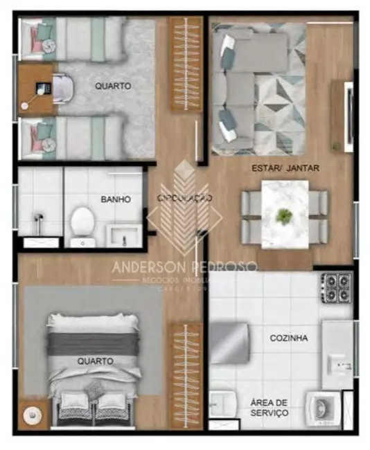 Foto 3 de Apartamento com 2 quartos à venda, 46m2 em Bela Vista, Palhoca - SC