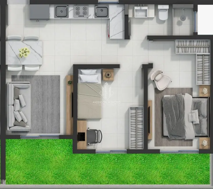 Foto 3 de Apartamento com 2 quartos à venda, 56m2 em Sertão do Maruim, Sao Jose - SC