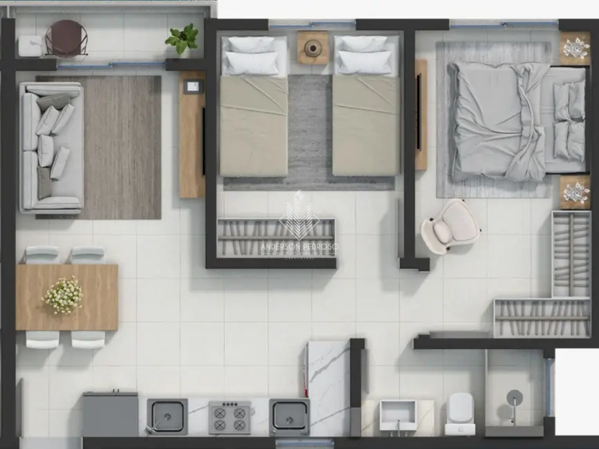 Foto 5 de Apartamento com 2 quartos à venda, 56m2 em Sertão do Maruim, Sao Jose - SC