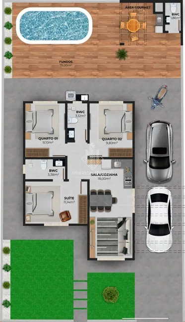 Foto 7 de Casa com 3 quartos à venda, 75m2 em Colônia Santana, Sao Jose - SC