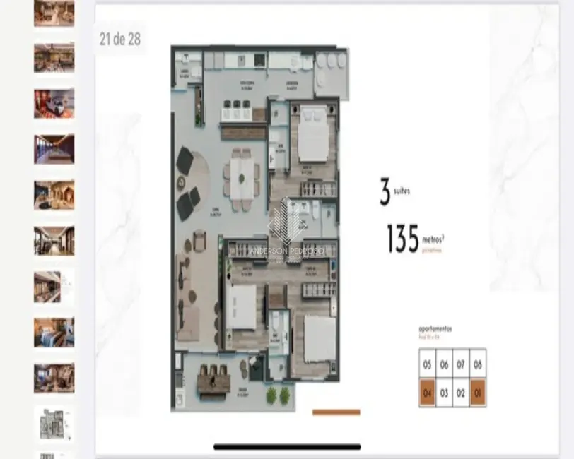 Foto 4 de Apartamento com 3 quartos à venda, 135m2 em Campinas, Sao Jose - SC