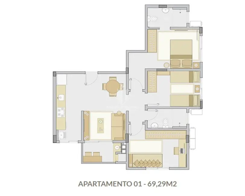Foto 9 de Apartamento com 3 quartos à venda, 70m2 em Nova Palhoça, Palhoca - SC