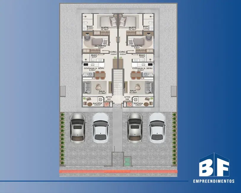 Foto 3 de Apartamento com 2 quartos à venda, 60m2 em Aririú, Palhoca - SC