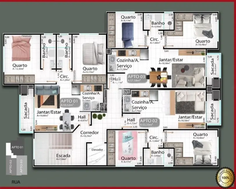 Foto 5 de Apartamento com 2 quartos à venda, 57m2 em Caminho Novo, Palhoca - SC