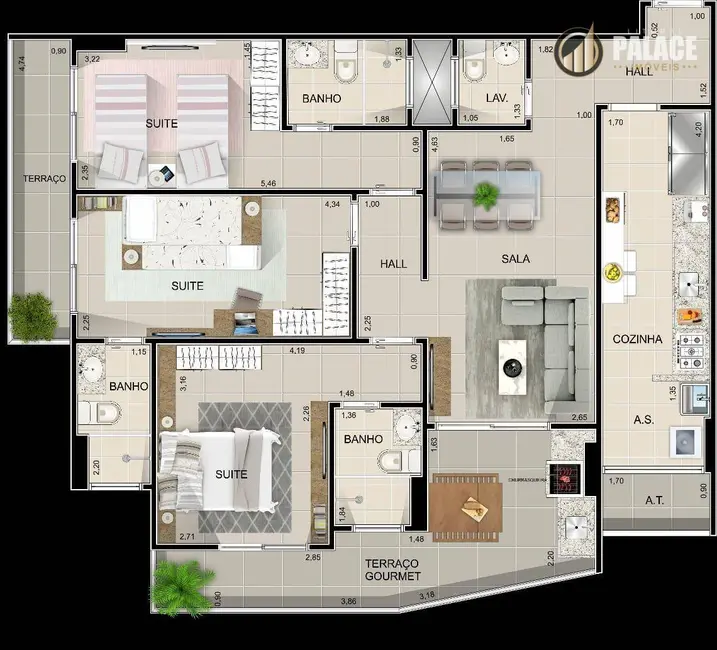 Apartamento com 3 quartos à venda, 199m2 em Aviação, Praia Grande - SP - imagem 9 Foto 9 de Apartamento com 3 quartos à venda, 199m2 em Aviação, Praia Grande - SP