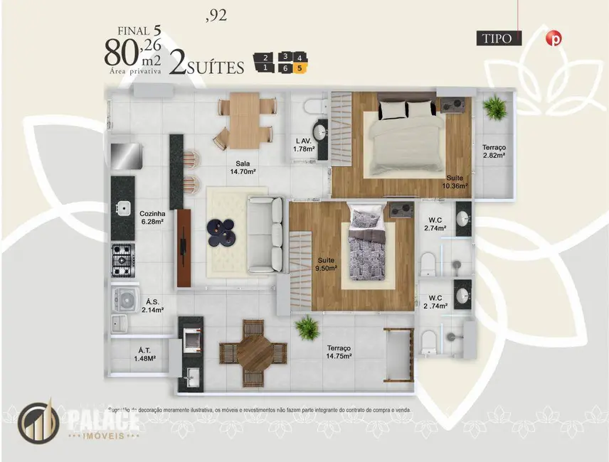 Foto 8 de Apartamento com 2 quartos à venda, 140m2 em Praia Grande - SP