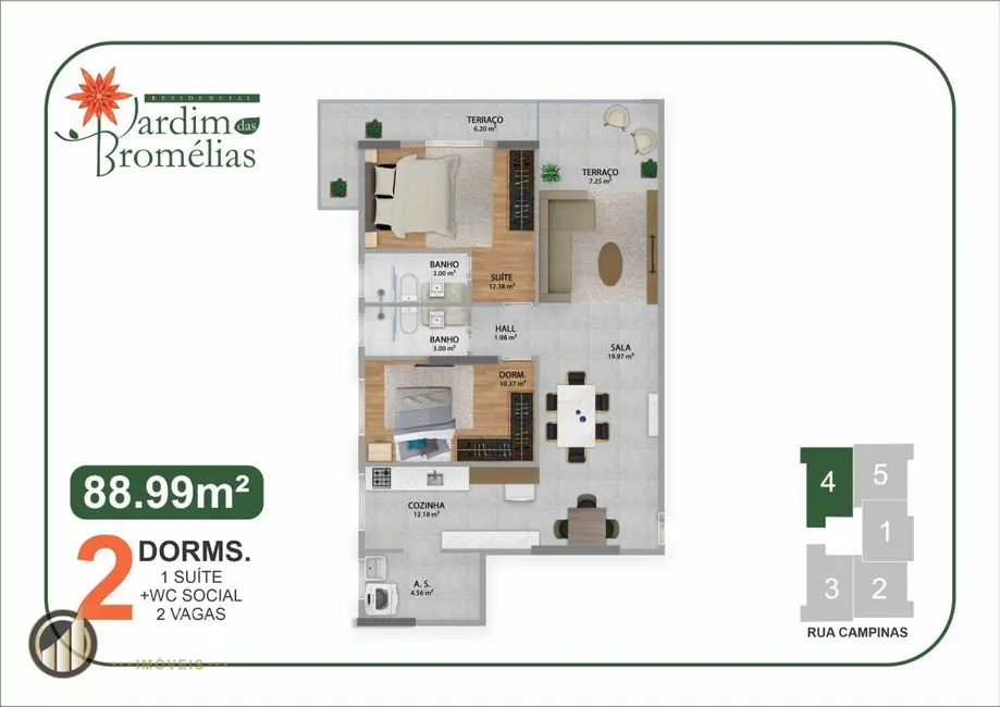 Foto 6 de Apartamento com 2 quartos à venda, 178m2 em Boqueirão, Praia Grande - SP