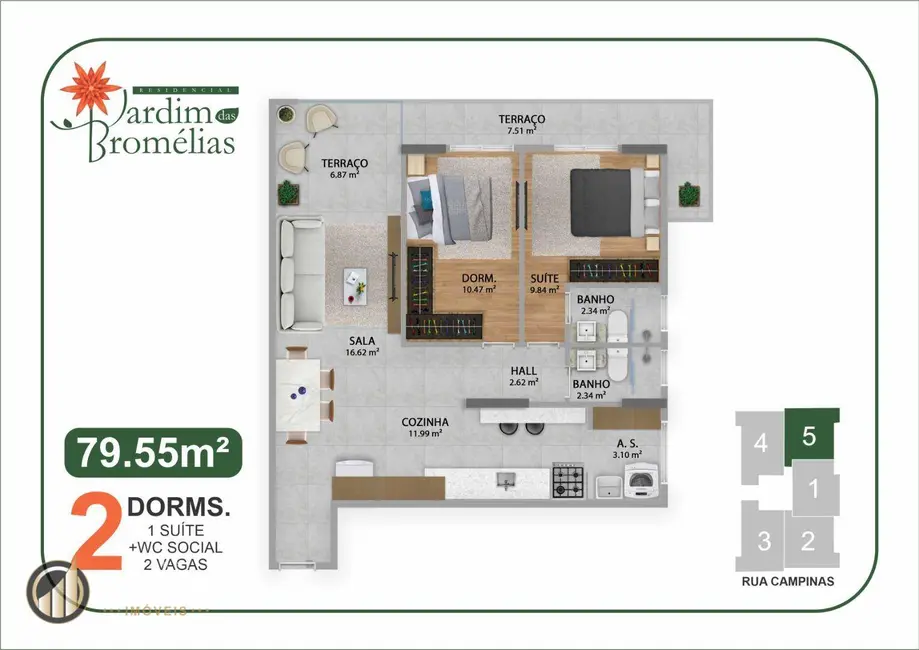 Foto 6 de Apartamento com 2 quartos à venda, 162m2 em Boqueirão, Praia Grande - SP