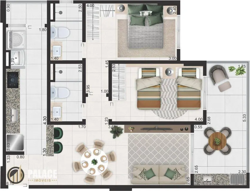 Foto 3 de Apartamento com 2 quartos à venda, 120m2 em Aviação, Praia Grande - SP