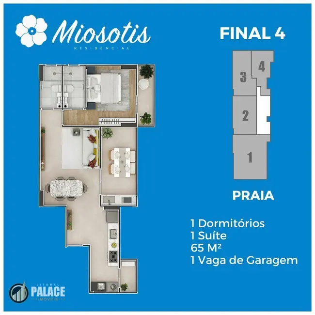 Foto 2 de Apartamento com 1 quarto à venda, 90m2 em Real, Praia Grande - SP