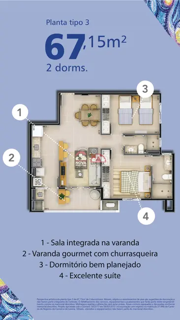 Foto 1 de Apartamento com 2 quartos à venda, 67m2 em Lorena - SP