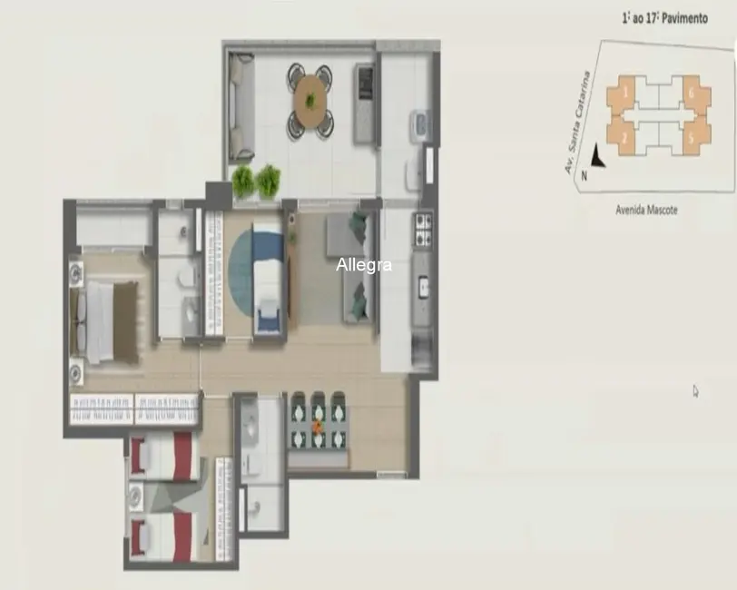 Apartamento com 3 quartos à venda, 74m2 em Vila Mascote, São Paulo - SP - imagem 6 Foto 6 de Apartamento com 3 quartos à venda, 74m2 em Vila Mascote, São Paulo - SP