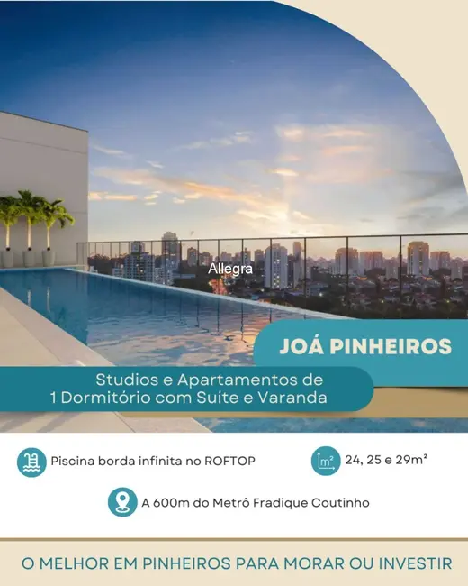 Foto 2 de Apartamento com 1 quarto à venda, 24m2 em Pinheiros, São Paulo - SP