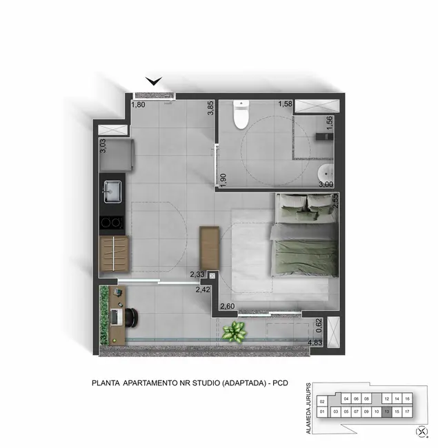 Apartamento com 1 quarto à venda, 30m2 em Moema, São Paulo - SP - imagem 9 Foto 9 de Apartamento com 1 quarto à venda, 30m2 em Moema, São Paulo - SP