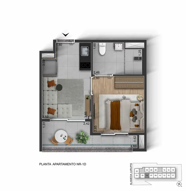 Apartamento com 1 quarto à venda, 30m2 em Moema, São Paulo - SP - imagem 8 Foto 8 de Apartamento com 1 quarto à venda, 30m2 em Moema, São Paulo - SP