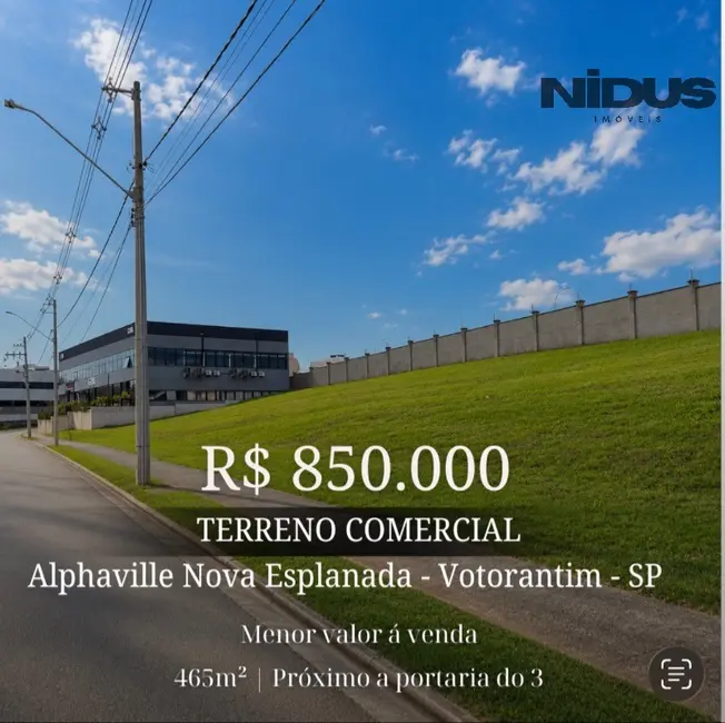 Foto 1 de Terreno / Lote à venda, 455m2 em Votorantim - SP