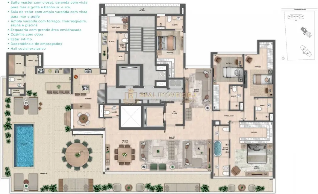 Foto 5 de Cobertura com 5 quartos à venda, 376m2 em Barra da Tijuca, Rio De Janeiro - RJ