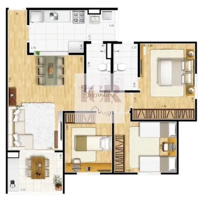 Foto 8 de Apartamento com 3 quartos à venda, 79m2 em Parque Morumbi, Votorantim - SP