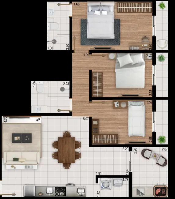 Apartamento com 3 quartos à venda, 82m2 em Pocos De Caldas - MG - imagem 5 Foto 5 de Apartamento com 3 quartos à venda, 82m2 em Pocos De Caldas - MG