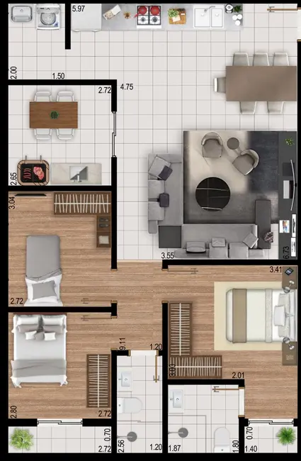 Apartamento com 3 quartos à venda, 82m2 em Pocos De Caldas - MG - imagem 4 Foto 4 de Apartamento com 3 quartos à venda, 82m2 em Pocos De Caldas - MG