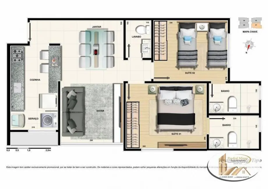 Foto 3 de Apartamento com 2 quartos à venda, 61m2 em Silveira, Belo Horizonte - MG