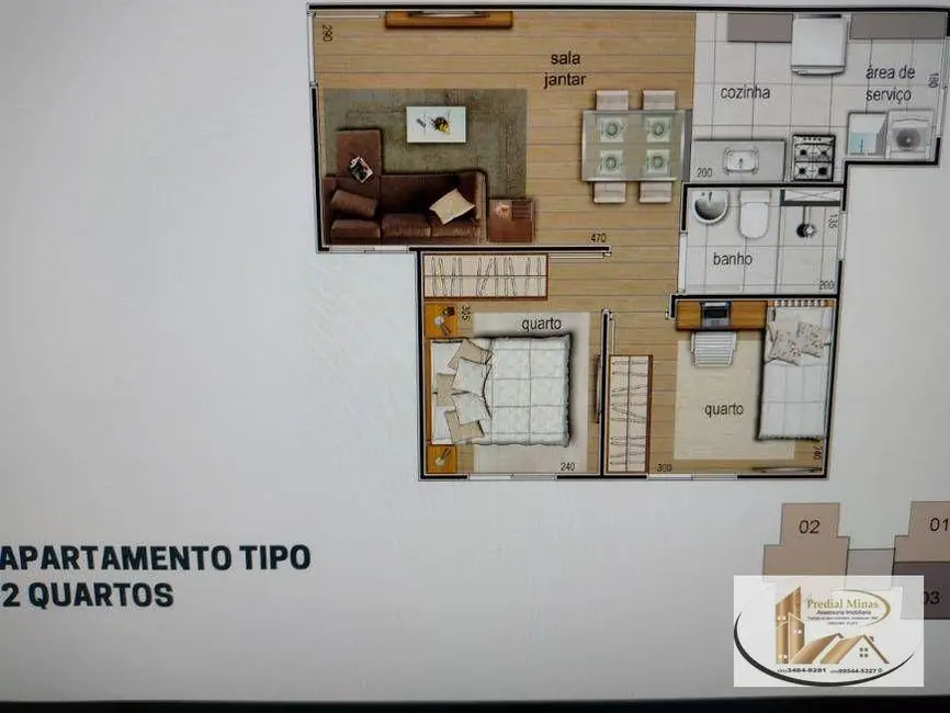 Apartamento com 2 quartos à venda, 43m2 em Diamante (Barreiro), Belo Horizonte - MG - imagem 4 Foto 4 de Apartamento com 2 quartos à venda, 43m2 em Diamante (Barreiro), Belo Horizonte - MG