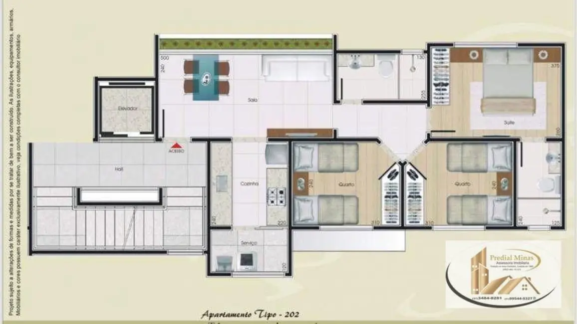 Foto 2 de Apartamento com 3 quartos à venda, 63m2 em Itapoã, Belo Horizonte - MG