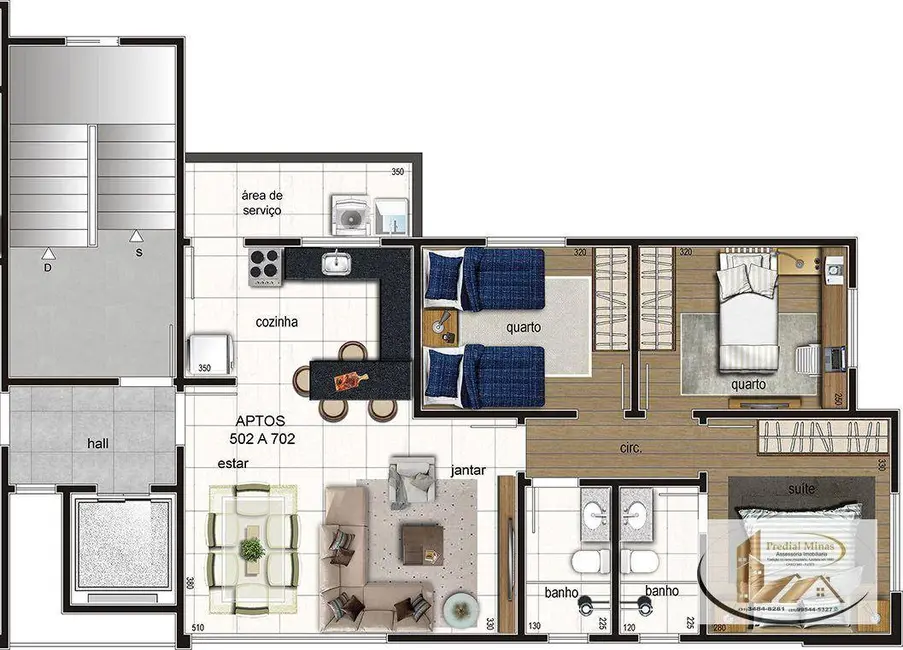 Apartamento com 3 quartos à venda, 72m2 em Belo Horizonte - MG - imagem 8 Foto 8 de Apartamento com 3 quartos à venda, 72m2 em Belo Horizonte - MG