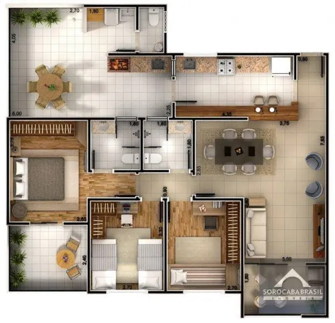 Apartamento com 3 quartos à venda, 90m2 em Parque Campolim, Sorocaba - SP - imagem 3 Foto 3 de Apartamento com 3 quartos à venda, 90m2 em Parque Campolim, Sorocaba - SP
