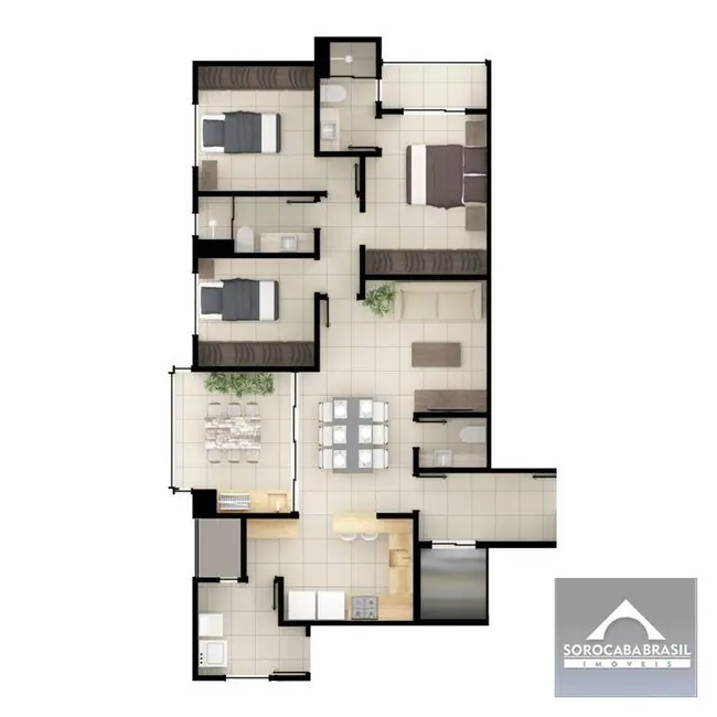 Foto 2 de Apartamento com 3 quartos à venda, 105m2 em Sorocaba - SP